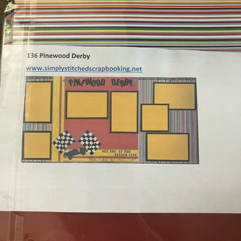 Pinewood Derby Simply Stitched 2 page Scrapbook Page